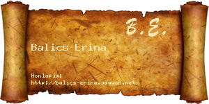 Balics Erina névjegykártya